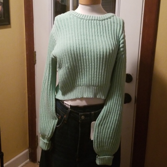 Topshop Tops - Mint Cable Knit Sweater